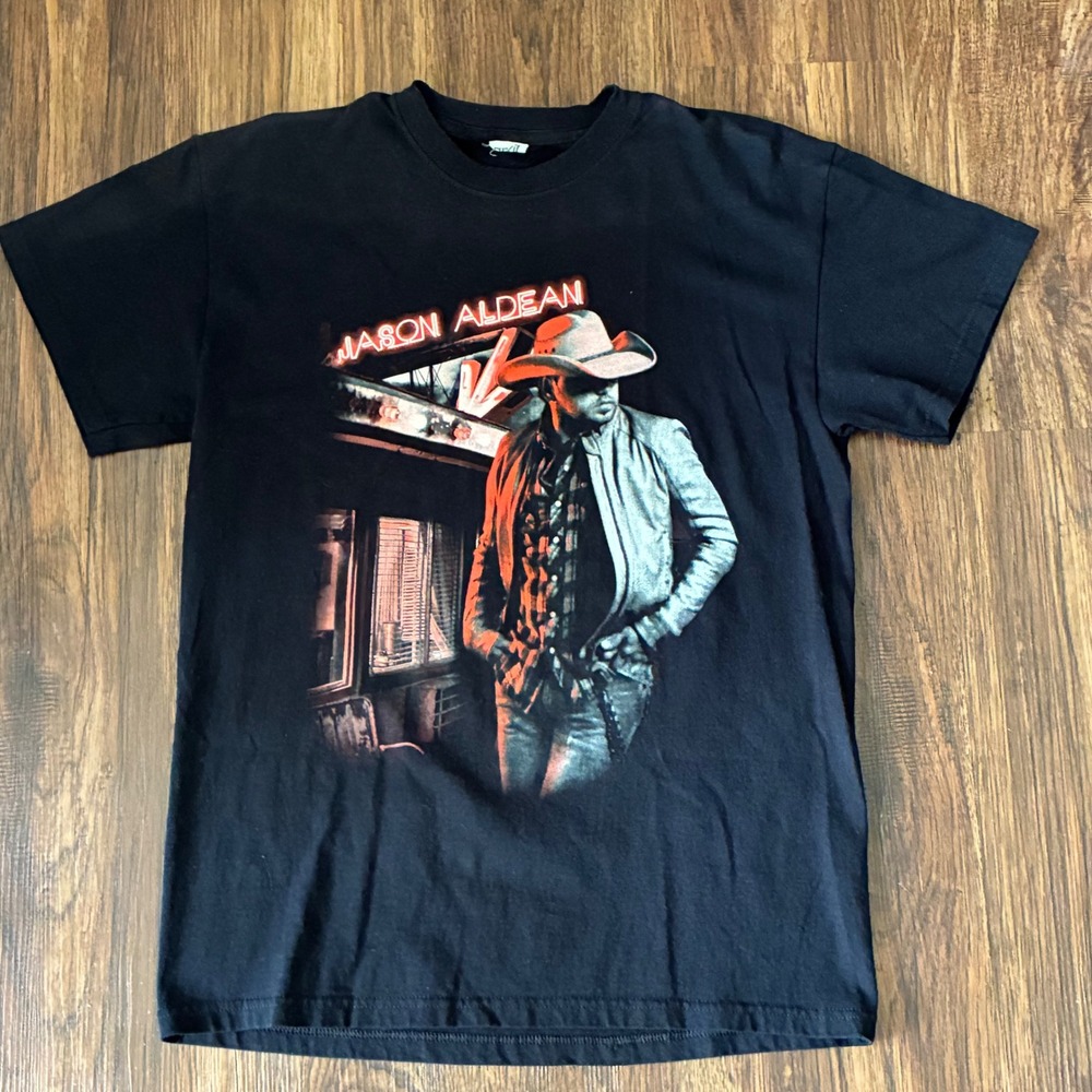 Anvil Jason Aldean Tour T-Shirt Mens M Black 2014 Burn It Down Tour Graphic